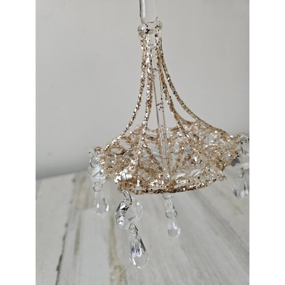 Chandelier sparkle glitter ornament large shabby chic diva unique vintage Xmas - Picture 3 of 10